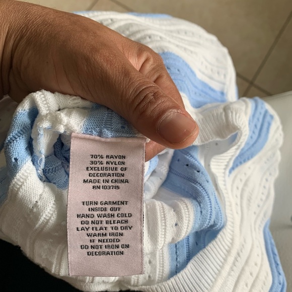 Nanette Lepore White and Blue Textured Knit Top - Picture 5 of 5